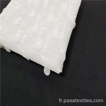 Tissu de dentelle de broderie de paillettes de filet français bicolore